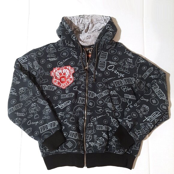 Vintage M&M's hoodie by JH Design all over print hooded Jacket Unisex Size Large - Picture 10 of 11